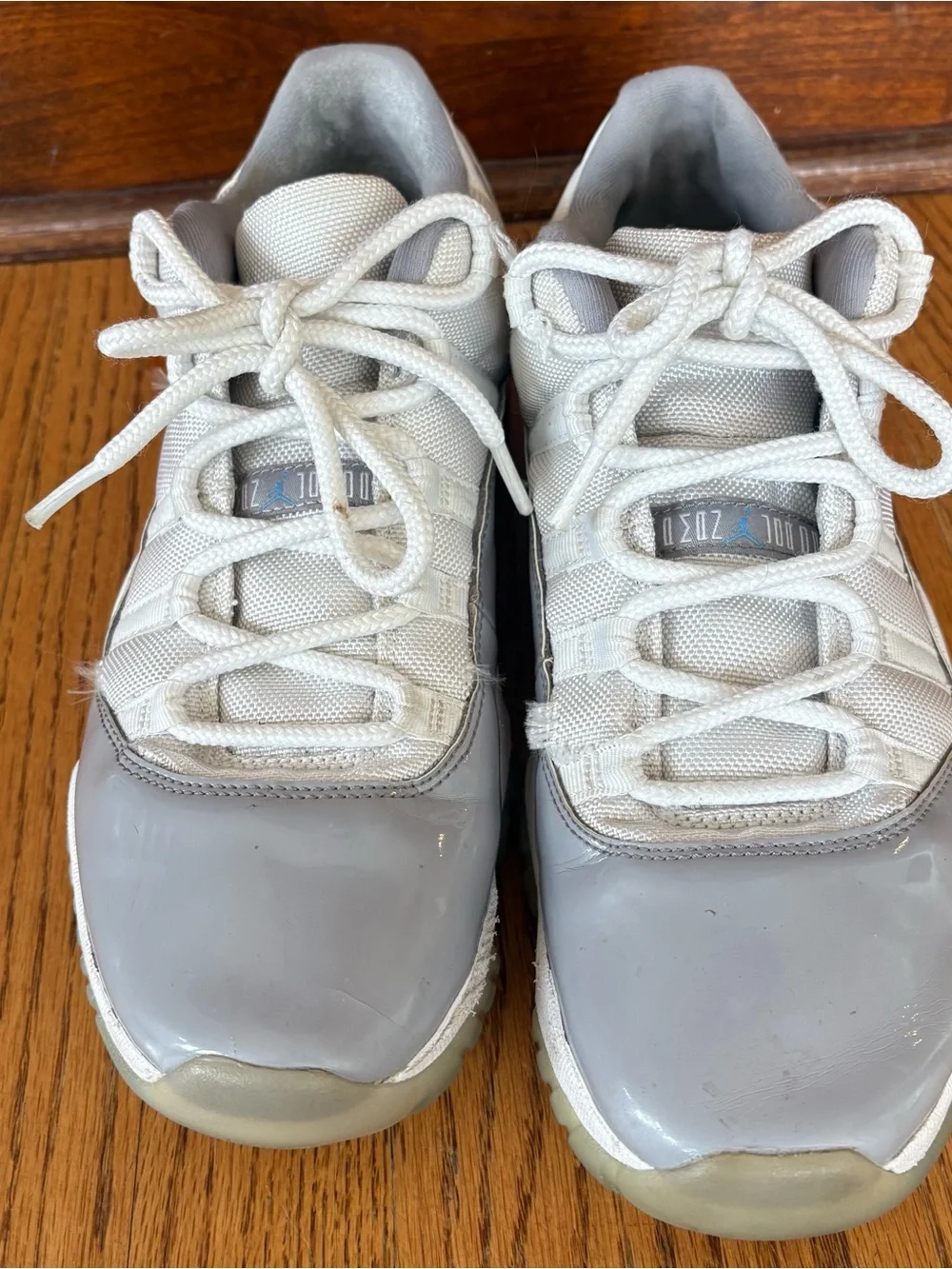 Jordan Gray and White Shoe Tag Close-Up